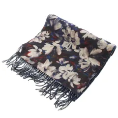 ポールスミス PAUL SMITH マフラー ストール リバーシブル ドット柄 花柄 フリンジ タグ付き カシミヤ混 F 紺 ネイビー 赤 レッド 220-5 CAA3PSW0902 /YTのサムネイル