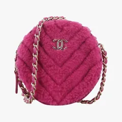 シャネルChanelラウンド ムートン ココマークラウンド ムートン ココマーク ピンク ファー×レザー AP0932 28979353 シャネルChanelラウンド ムートン ココマーク ピンク ファー×レザー