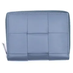 BOTTEGA VENETA (ボッテガヴェネタ) マキシイントレチャート 2つ折り財布 コンパクトウォレット コインケース グレー レザー シルバー金具