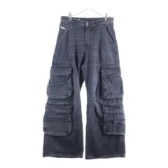 DIESEL (ディーゼル) D-SIRE-CARGO-S マルチポケット ボタンフライ デニムパンツ ブラック A11871