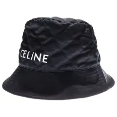 CELINE (セリーヌ) ロゴキルティングバケットハット 帽子 ブラック×オレンジ ナイロン 2AUB0930C