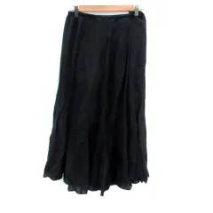 23区 オンワード樫山 フレアスカート ロング丈 マキシ丈 シルク混 36 S 黒 ブラック /HO11
