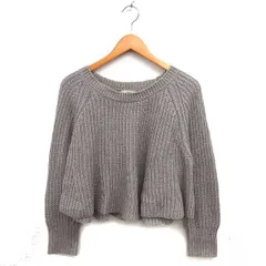 ミスティック mystic ラグランスリーブ ニット セーター ショート丈 リブ ボートネック 長袖 F グレー /NT2