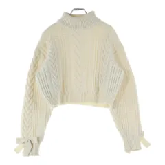 NO BRAND (ノーブランド) M me eme エムミーエメ KNIT SWEATER アームリボン ケーブル編みニット セーター アイボリー レディース 10249