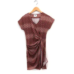 ブージュルード Bou Jeloud 柄 ワンピース 半袖 ひざ丈 フロントクロス F レッド 赤 /FT44