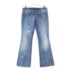 DIESEL (ディーゼル) ダメージ加工 フレア デニムパンツ インディゴ レディース