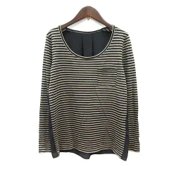 アクアガール aquagirl ニット カットソー ボーダー 長袖 切替 38 M ベージュ 黒 ブラック /MN