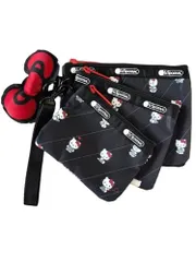 レスポートサック ポーチ 【公式】【3 点セット】 化粧ポーチ ハローキティ シナモロール 可愛い アニメ 収納ポーチ ギフトに最適 オフィシャル保証 (BLACK)t