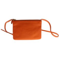 CELINE トリオ ラージ ラムスキン ショルダーバッグ オレンジ ✨希少✨ セリーヌ トリオ ラージ フィービー期 ショルダーバッグ
