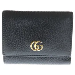 GUCCI (グッチ) GGマーモント 3つ折り財布 コンパクトウォレット カードケース ブラック レザー 474746 ゴールド金具