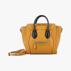 セリーヌCelineラゲージナノショッパー イエロー×ブラック レザー F-ZP-0143