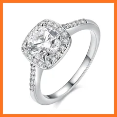 【新品】 Rockyu ジュエリー ブランド リング レディース シルバープラチナ ダイヤ キラキラ おしゃれ 指輪 大粒 ジルコニアCZ 結婚指輪 婚約指輪 バレンタインデー 誕生日 ファッション 人気アクセサリー (四角‐銀色, 18)