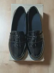 新品) ブラック エナメル レディース ローファー 靴