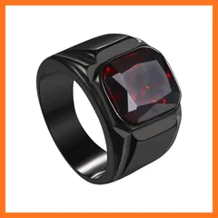 【新品】 [Oidea] メンズ 指輪 リング オニキス 印台: 赤 19号 四角デザイン 瑪瑙 天然石 象嵌 ステンレス シンプル ヒップホップ アクセサリー アレルギー対応 男性 ファッション ジュエリー パーティー 婚約 誕生日 彼氏へ プレゼント 0