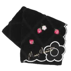 【新品】 【マリークワント】 ミニ タオルハンカチ（20cm）イチゴ刺繍 (ブラック) 婦人 レディース タオル ハンドタオル 約20cm 001604-0001-02 1