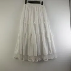 レディース FREE 白 レース ロング丈スカート M2896
