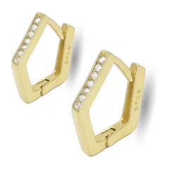 【幅1mm 外径13.8mm】[Adelina Style] フープピアス 人気 5角 リングピアス つけっぱなし 18G 1ペア ラインストーン キュービックジルコニア メンズ レディース s925 純銀 金属アレルギー対応 男女