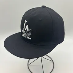 キャップ メンズ LA ロゴ 刺繍 ブラック フラットバイザー スナップバック ストリート 帽子 B品 一点物