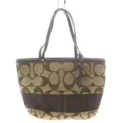 コーチ COACH シグネチャー ハンドバッグ ショルダーバッグ レザー ベージュ 茶 ブラウン 10124 /AN50