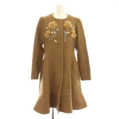 チェスティ Chesty 刺繍コート ロング アウター ウール 0 茶色 ブラウン 長袖 ビジュー 13W905 /YM