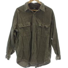 ビームス BEAMS シャツ S 長袖 無地 コーデュロイシャツ ドロップショルダー オーバーサイズシルエット カーキ フラップポケット /DU