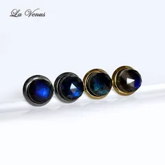 ✴︎真夜中のオーロラ✴︎ つけっぱなしOK オニキス×ラブラドライト×クリスタル ラウンド ローズカット ベゼルピアス 大粒6mm SUS316 サージカルステンレス 台座 両耳用 ペア 覆輪