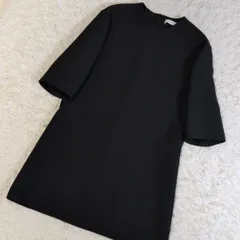 未使用級✨ Christian Dior クリスチャンディオール フォーマルドレス ワンピース お呼ばれ 食事会 式典 大きいサイズ 42 無地 ブラック 黒 7分袖 バックジップ セレモニー