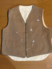 Carhartt　 カーハート　ダックベスト　L相当　ベージュ　ペンキ　フェード　ダックジャケット　ジョニーデップ　ディッキーズ　ワークジャケット