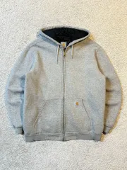 海外 M カーハート CARHARTT レインディフェンダー キルティング サーマル フードジップアップ グレー