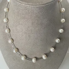 ビーズ入り★淡水本真珠★パールネックレス★ハンドメイド★ファッション★デザイン★ネックレス