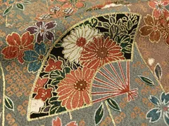 平和屋着物■上質な小紋　扇面枝垂れ花文　暈し染め　金彩　正絹　逸品　CAAZ9853vp