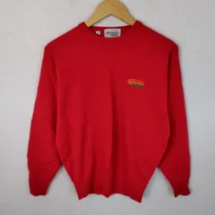 MISSONI SPORT ミッソーニ スポーツ クルーネックニット ロゴ刺繍 カシミヤ レッド Mサイズ 古着 ストリート アメカジ