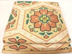 平和屋着物◎六通柄　京本袋帯　亀甲花文　金糸　正絹　逸品　AABG2216yx