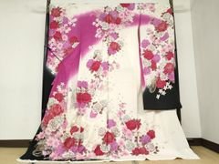振袖 銀通し 金彩 紋意匠 薔薇 身丈168cm 撥水加工済 MO3835 - メルカリ