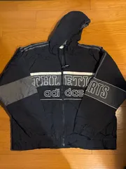 80s  adidas　アディダス　ナイロンジップパーカー　ブラック　XL　フルジップ　ジップアップ　ナイロンジャケット　NIKE　アンブロ　PUMA　asics　オニツカタイガー　トラックジャケット　ブルゾン