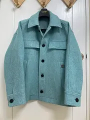 ウーヨンミ ブルー ウール ハーフ コート