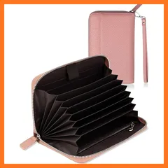 【新品】 [Bewitching] 通帳ケース 磁気防止 印鑑も入るポーチ 大容量 本革 通帳入れ パスポートケース カードケース レディース (ピンク)