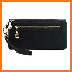 【新品】 人気 レディース 長財布 大容量 スウェード調 スマホが入る収納力！【J's select】 (ブラック)