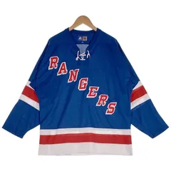 Starter スターター Newyork Rangers ニューヨーク レンジャース NHL 七分丈 ラグランスリーブ ホッケーシャツ ブルー レッド ホワイト Size Lのサムネイル
