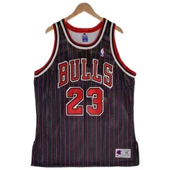 90's Champion チャンピオン Chicago Bulls シカゴ・ブルズ マイケルジョーダン タンクトップ ユニフォーム ブラック レッド ストライプ USA製 Size 48
