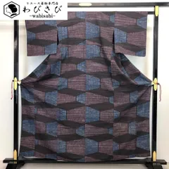 単衣 小紋 抽象染柄模様 しつけ糸 K-3539