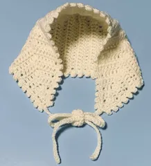 バブーシュカ　生成り色　毛100% 顔まわり50cm 紐の長さ40cm ハンドメイド