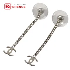 CHANEL シャネル ピアス CC ココマーク ロゴ チェーン メタル シルバー