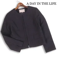 A DAY IN THE LIFE ユナイテッドアローズ 通年★ ショート ツイード フォーマル ノーカラー ジャケット Sz.38 レディース 黒