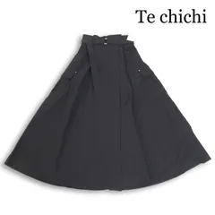 【新品 未使用】 Te chichi テチチ 通年★ ロング ワイド ドレープ カーゴ フレア スカート Sz.F レディース 黒のサムネイル