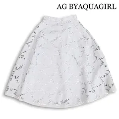 AG BY AQUAGIRL エージー バイ アクアガール 通年★ 花柄 レース 刺繍 総裏 フレア スカート Sz.M レディース