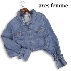 axes femme アクシーズファム 通年★ ショート レースアップ ウォッシュ加工 デニム ジャケット Sz.M レディースのサムネイル