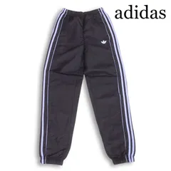 adidas アディダス 通年★ ナイロン 3本ライン ロゴ刺繍 ジョガー パンツ Sz.XS レディース 黒