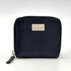 GUCCI ラウンドファスナー コインケース レザー ブラック 財布 シルバー 368179