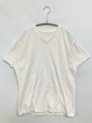 UNIQLO ユニクロ Tシャツ/カットソー S ホワイト 無地 ミドル丈 半袖 Vネック